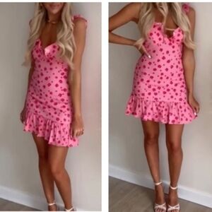 💘ZARA linen blend floral print ruffled dress with flounced hem blogger favorite